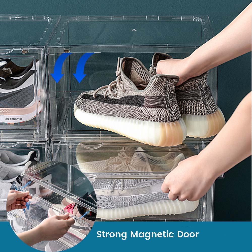 1 Pack Large Acrylic Shoe Box Storage Side Door Open Stackable Boxes Transparent Clear Display Case-Home &amp; Garden &gt; Storage-PEROZ Accessories