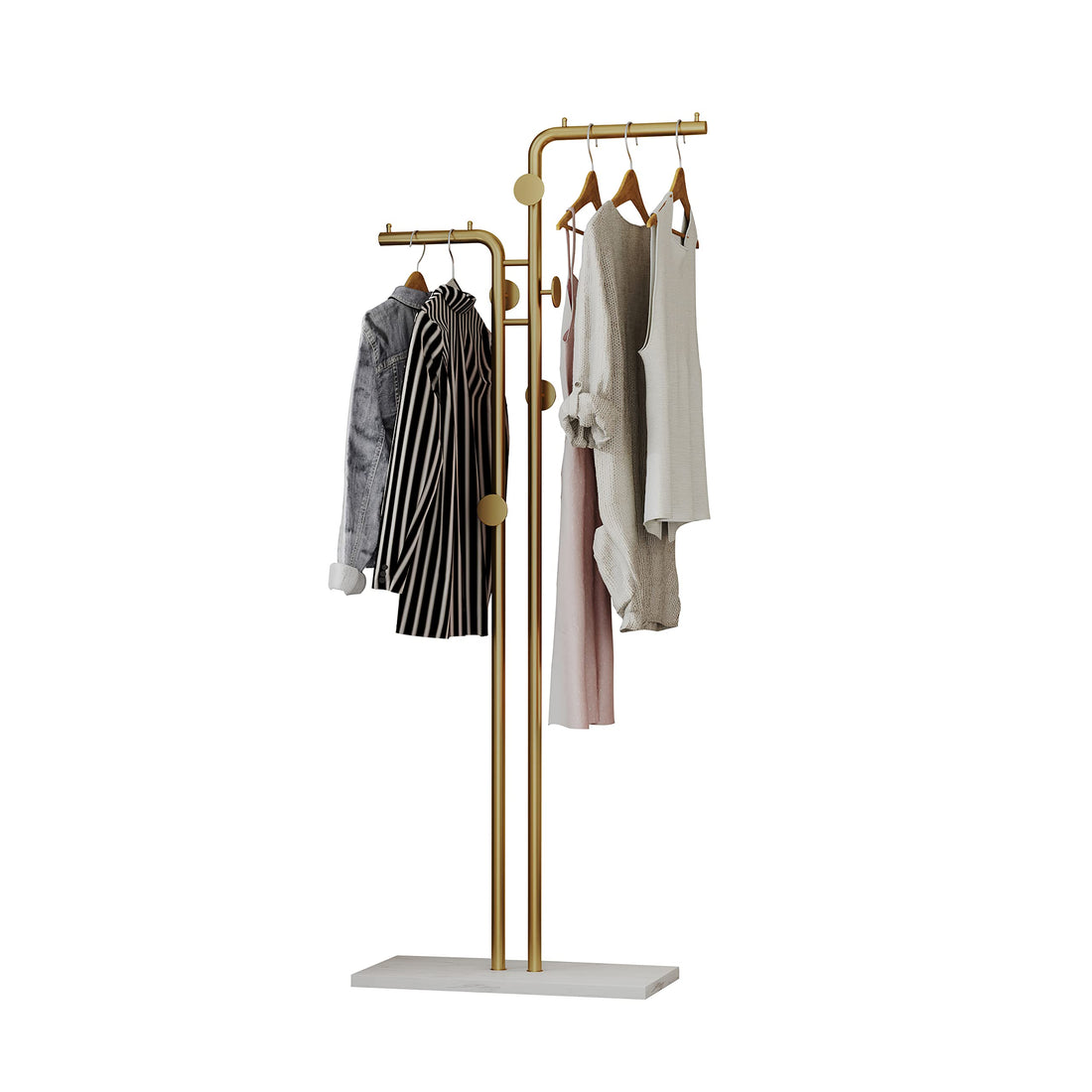 Metal Coat Rack Marble Base Hooks Clothes Coats Bag Tree Hat Display Hanger Stand Organiser 2 Pole-Furniture &gt; Bedroom-PEROZ Accessories