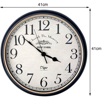 Wall Clock Large 41cm Silent Home Wall Decor Retro Clock for Living Room Kitchen Home Office-Home &amp; Garden &gt; Decor-PEROZ Accessories