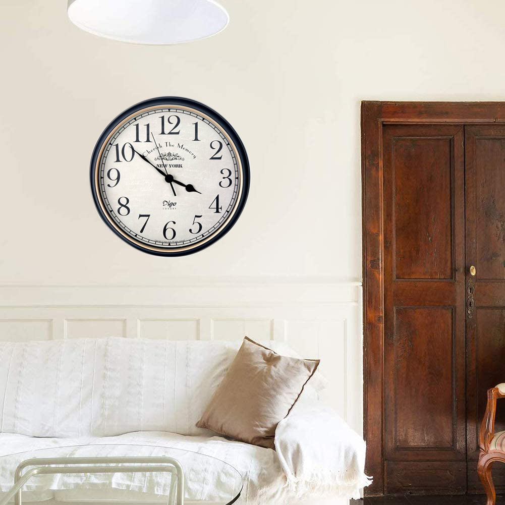 Wall Clock Large 41cm Silent Home Wall Decor Retro Clock for Living Room Kitchen Home Office-Home &amp; Garden &gt; Decor-PEROZ Accessories