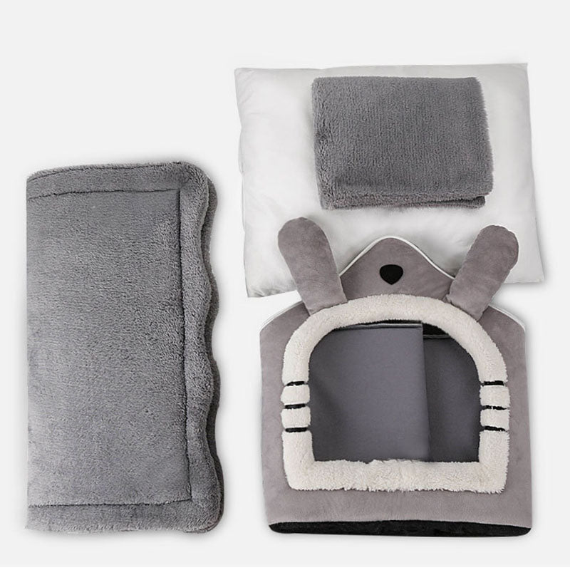 Medium Dog House Bed Portable Cat Bed Removable Cushion Cat Cave, Foldable Pets Puppy Kitten Rabbit-Cat Beds-PEROZ Accessories