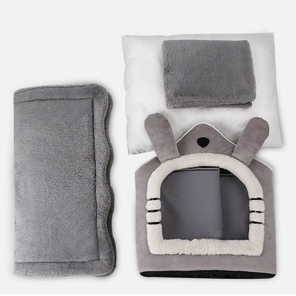 Medium Dog House Bed Portable Cat Bed Removable Cushion Cat Cave, Foldable Pets Puppy Kitten Rabbit-Cat Beds-PEROZ Accessories