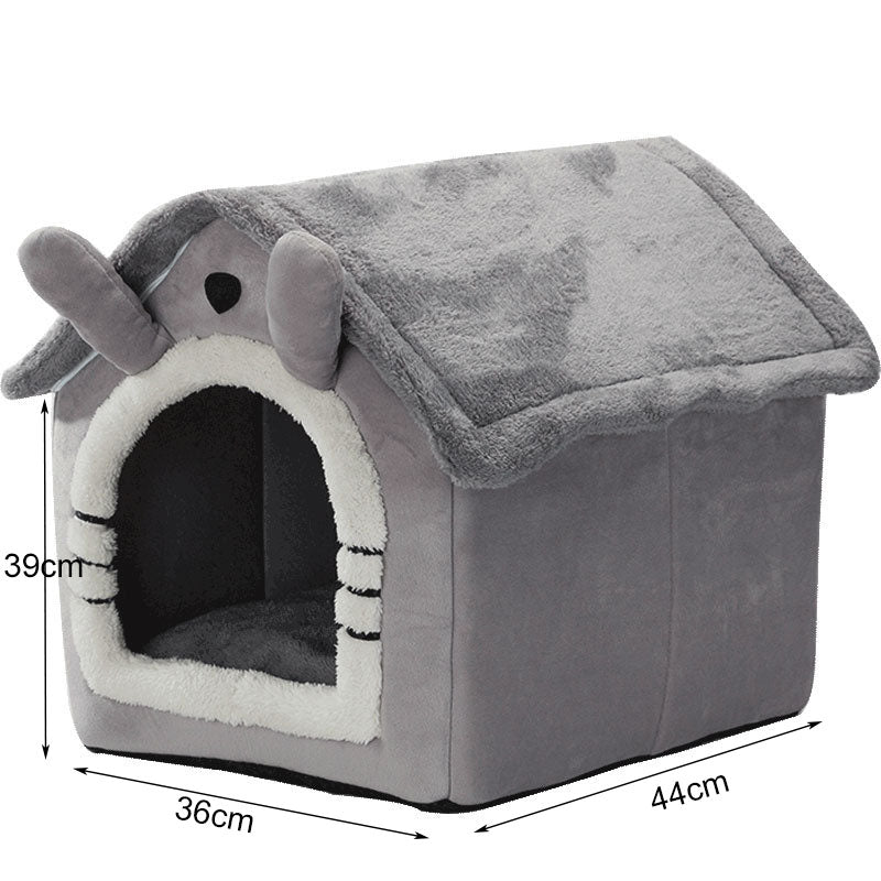 Medium Dog House Bed Portable Cat Bed Removable Cushion Cat Cave, Foldable Pets Puppy Kitten Rabbit-Cat Beds-PEROZ Accessories