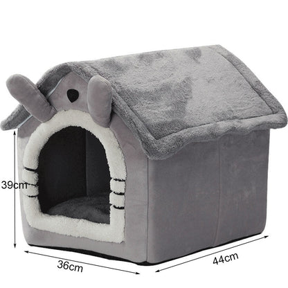 Medium Dog House Bed Portable Cat Bed Removable Cushion Cat Cave, Foldable Pets Puppy Kitten Rabbit-Cat Beds-PEROZ Accessories