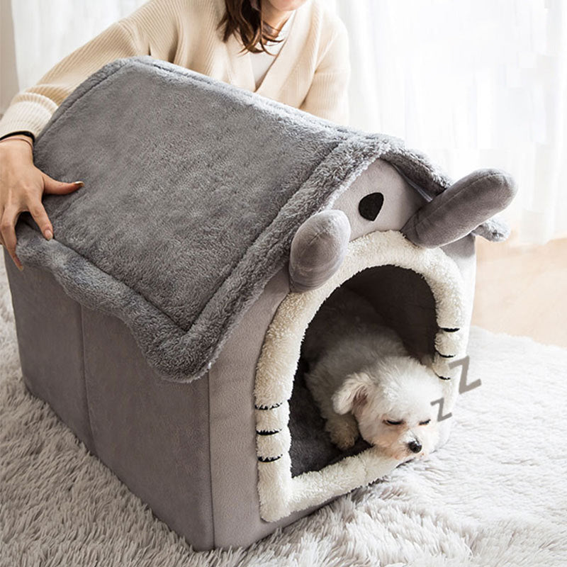 Small Dog House Bed Portable Cat Bed Removable Cushion Cat Cave, Foldable Pets Puppy Kitten Rabbit-Dog Kennels-PEROZ Accessories