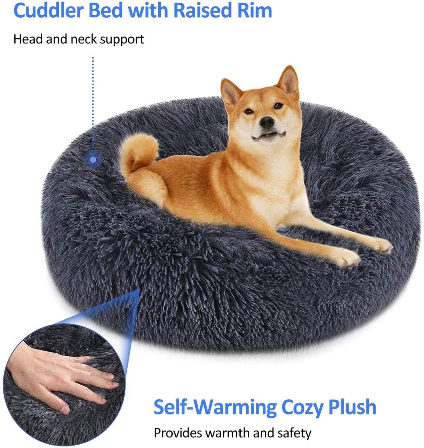 Soft Dog Bed Round Washable Plush Pet Kennel Cat Bed Mat Sofa Large 70cm-Pet Beds-PEROZ Accessories