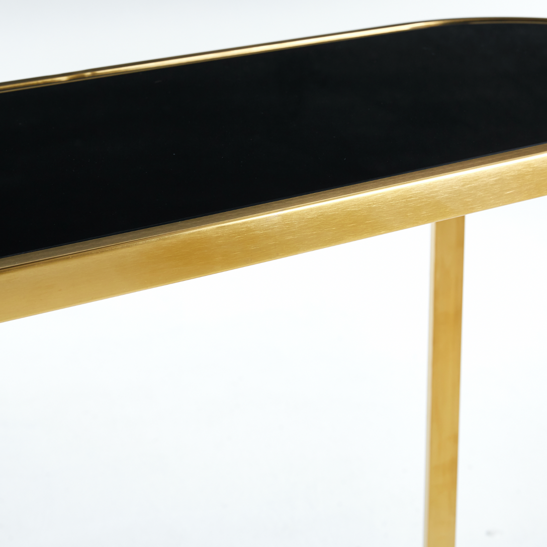Interior Ave - Designer Giselle Black Glass &amp; Brushed Gold Console Table-Furniture &gt; Living Room-PEROZ Accessories