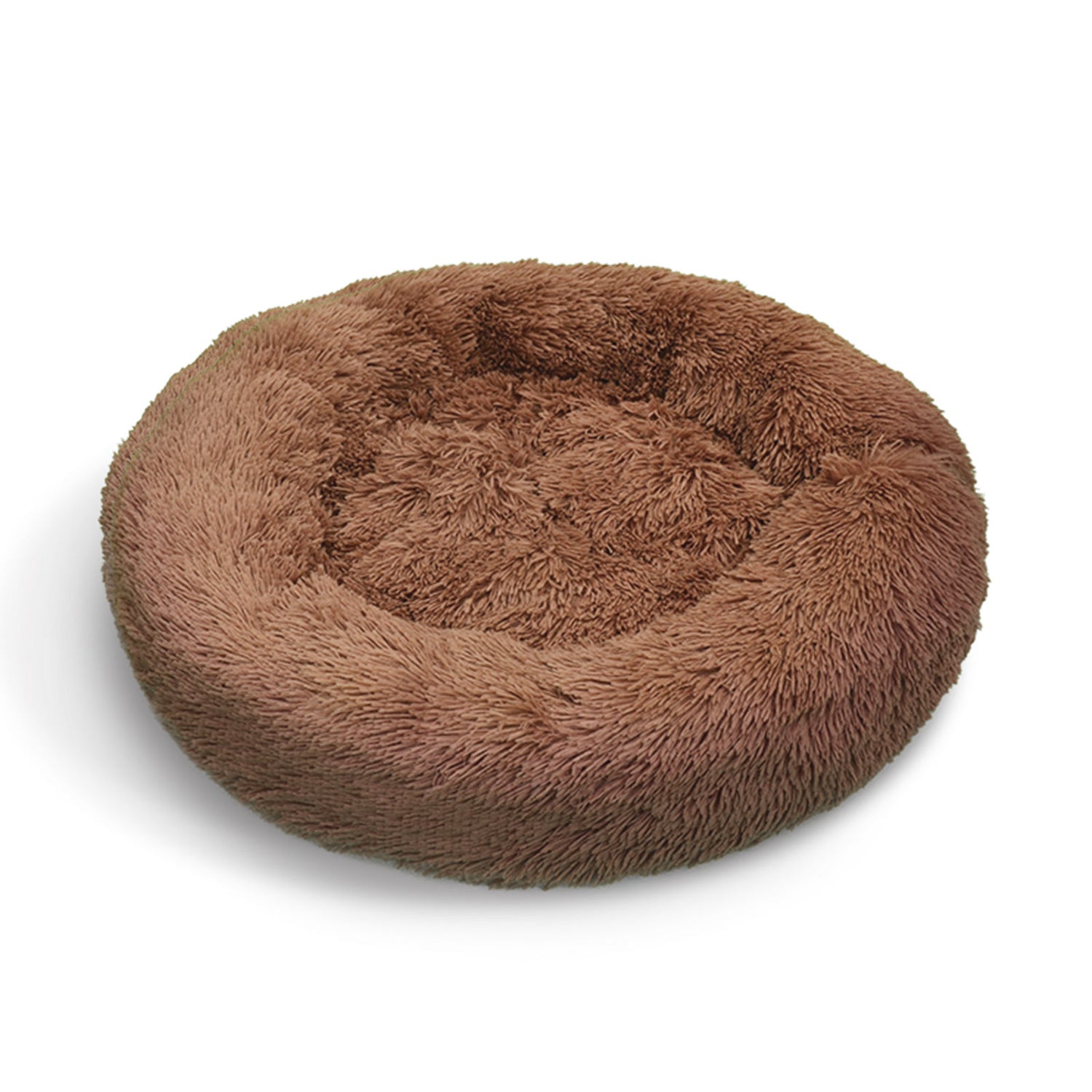 Pet Dog Bedding Warm Plush Round Comfortable Dog Nest Light Coffee Large 90cm-Pet Beds-PEROZ Accessories