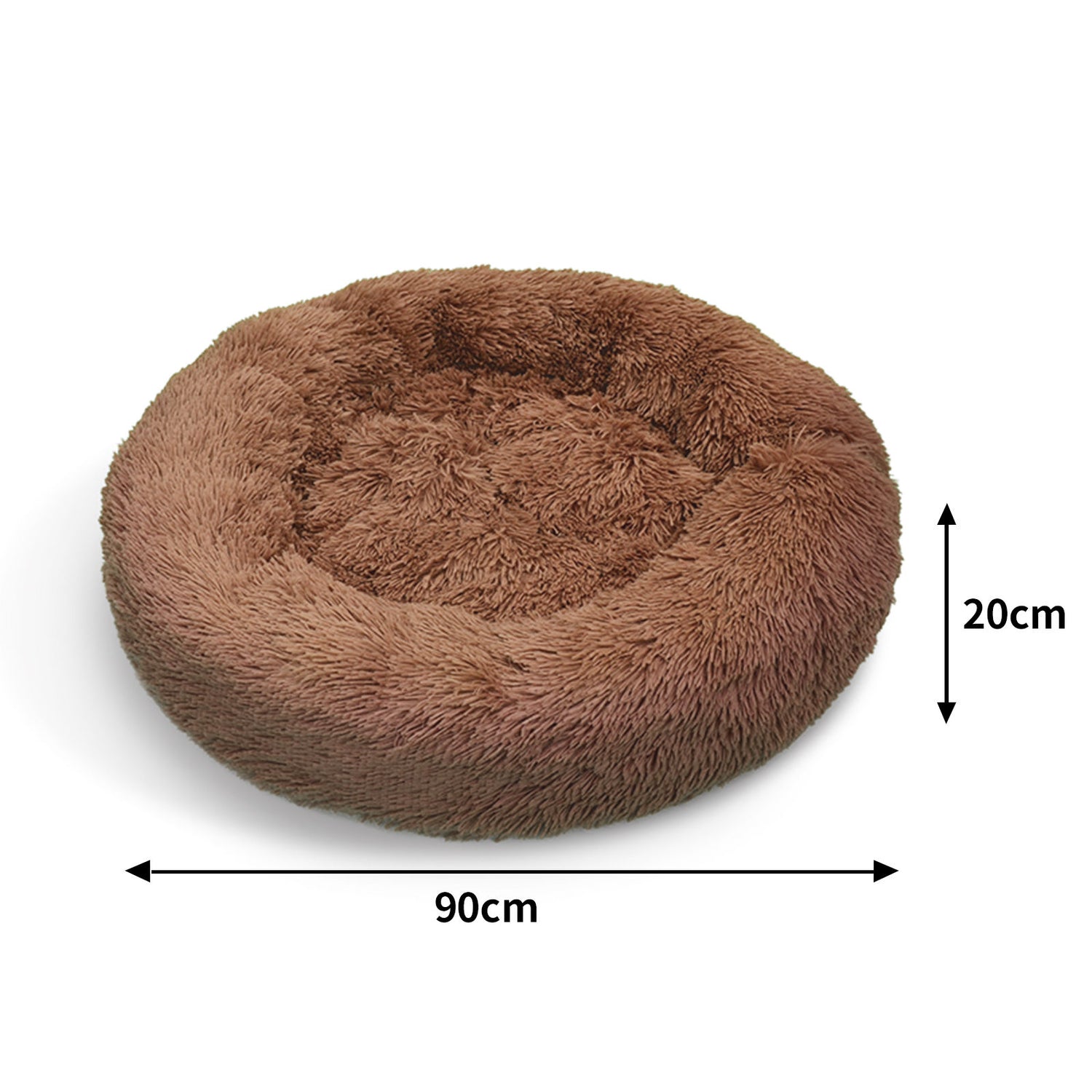 Pet Dog Bedding Warm Plush Round Comfortable Dog Nest Light Coffee Large 90cm-Pet Beds-PEROZ Accessories