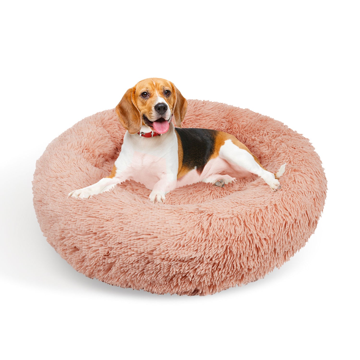 Pet Dog Bedding Warm Plush Round Comfortable Nest Comfy Sleeping kennel Pink Large 90cm-Pet Beds-PEROZ Accessories