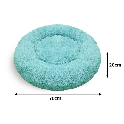 Pet Dog Bed Warm Plush Round Comfortable Nest Comfy Sleeping kennel Green M 70cm-Pet Beds-PEROZ Accessories