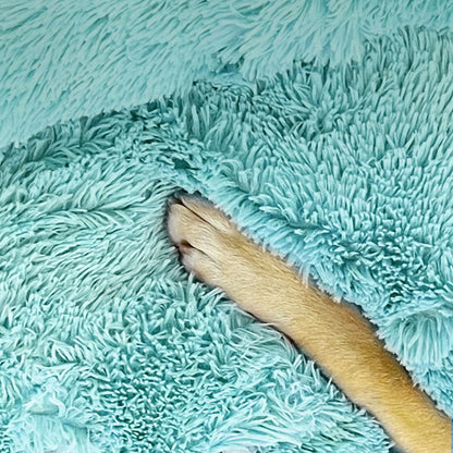 Pet Dog Bed Warm Plush Round Comfortable Nest Comfy Sleeping kennel Green M 70cm-Pet Beds-PEROZ Accessories