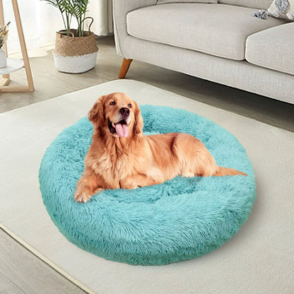 Pet Dog Bed Warm Plush Round Comfortable Nest Comfy Sleeping kennel Green M 70cm-Pet Beds-PEROZ Accessories