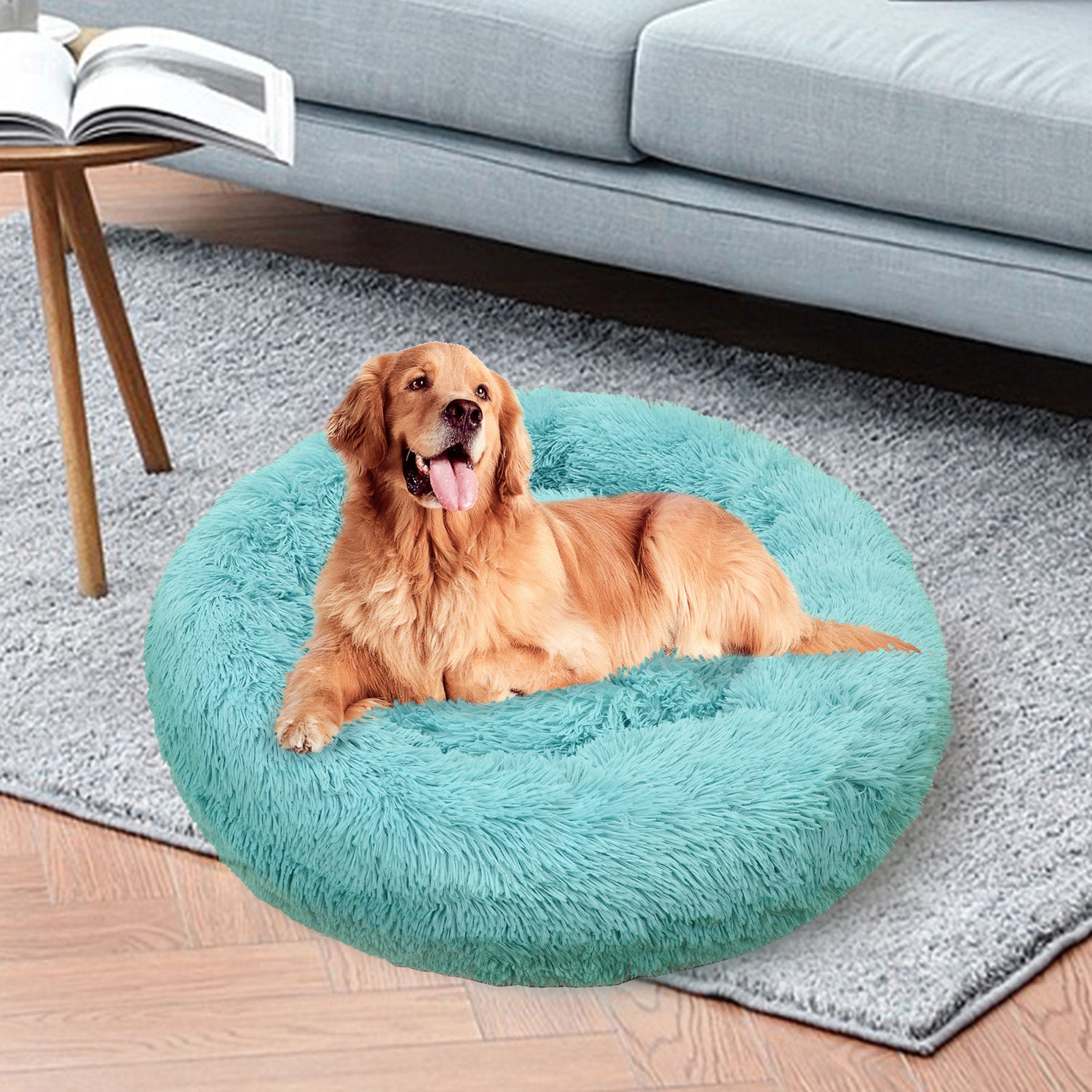 Pet Dog Bed Warm Plush Round Comfortable Nest Comfy Sleeping kennel Green M 70cm-Pet Beds-PEROZ Accessories