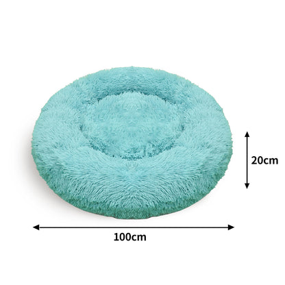 Pet Dog Bedding Warm Plush Round Comfortable Nest Comfy Sleep Kennel Green 100cm-Pet Beds-PEROZ Accessories