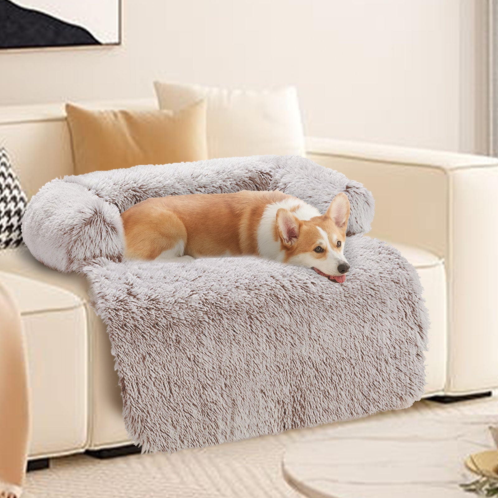 Pet Sofa Bed Dog Calming Sofa Cover Protector Cushion Plush Mat L-Pet Beds-PEROZ Accessories