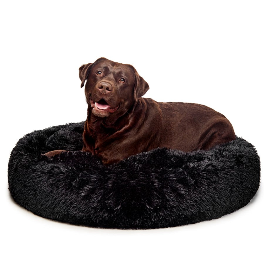 Fur King &quot;Aussie&quot; Calming Dog Bed - Large -Black - 100 cm-Pet Beds-PEROZ Accessories