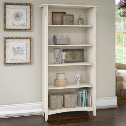 Salinas 5 Shelf Bookcase White-Bookcases &amp; Shelves-PEROZ Accessories