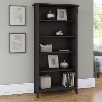 Salinas 5 Shelf Bookcase Black-Bookcases &amp; Shelves-PEROZ Accessories