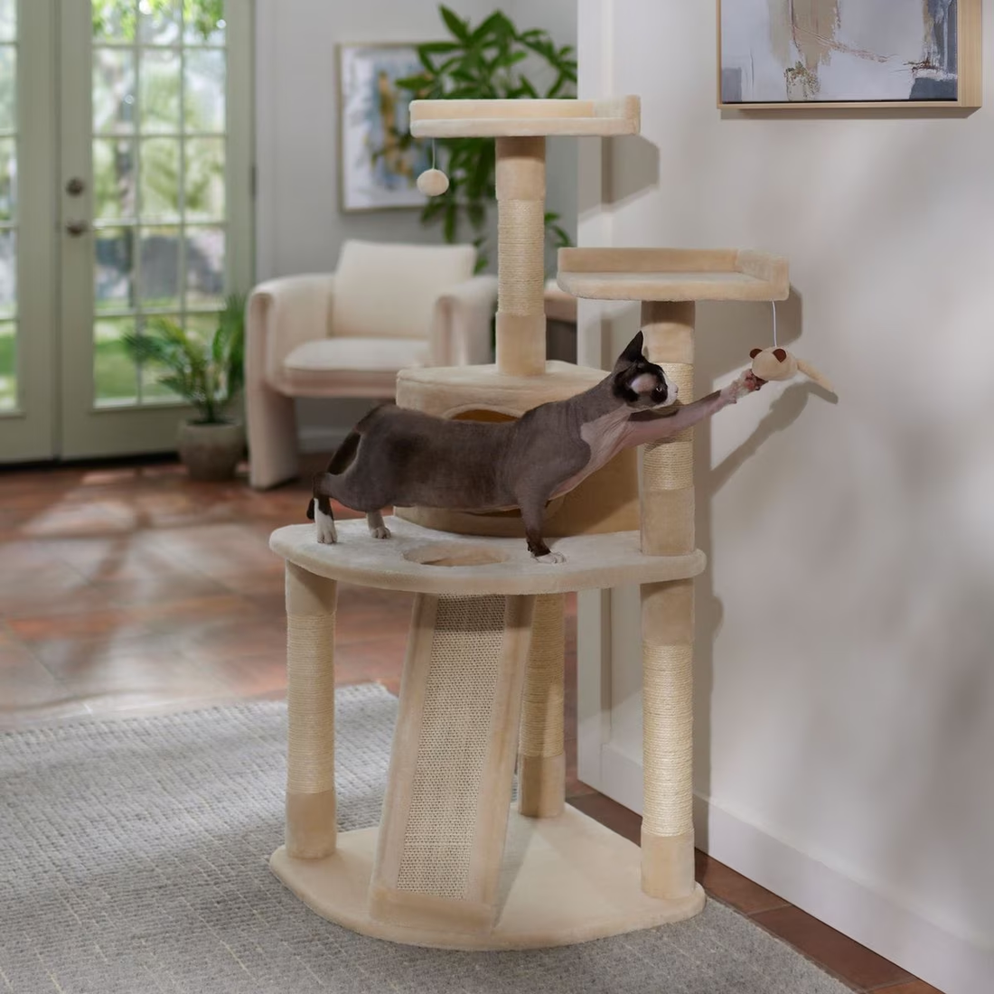 Petwiz 132cm Mimi Cat Scratching Post Condo Tree-Pet Care &gt; Cat Supplies-PEROZ Accessories