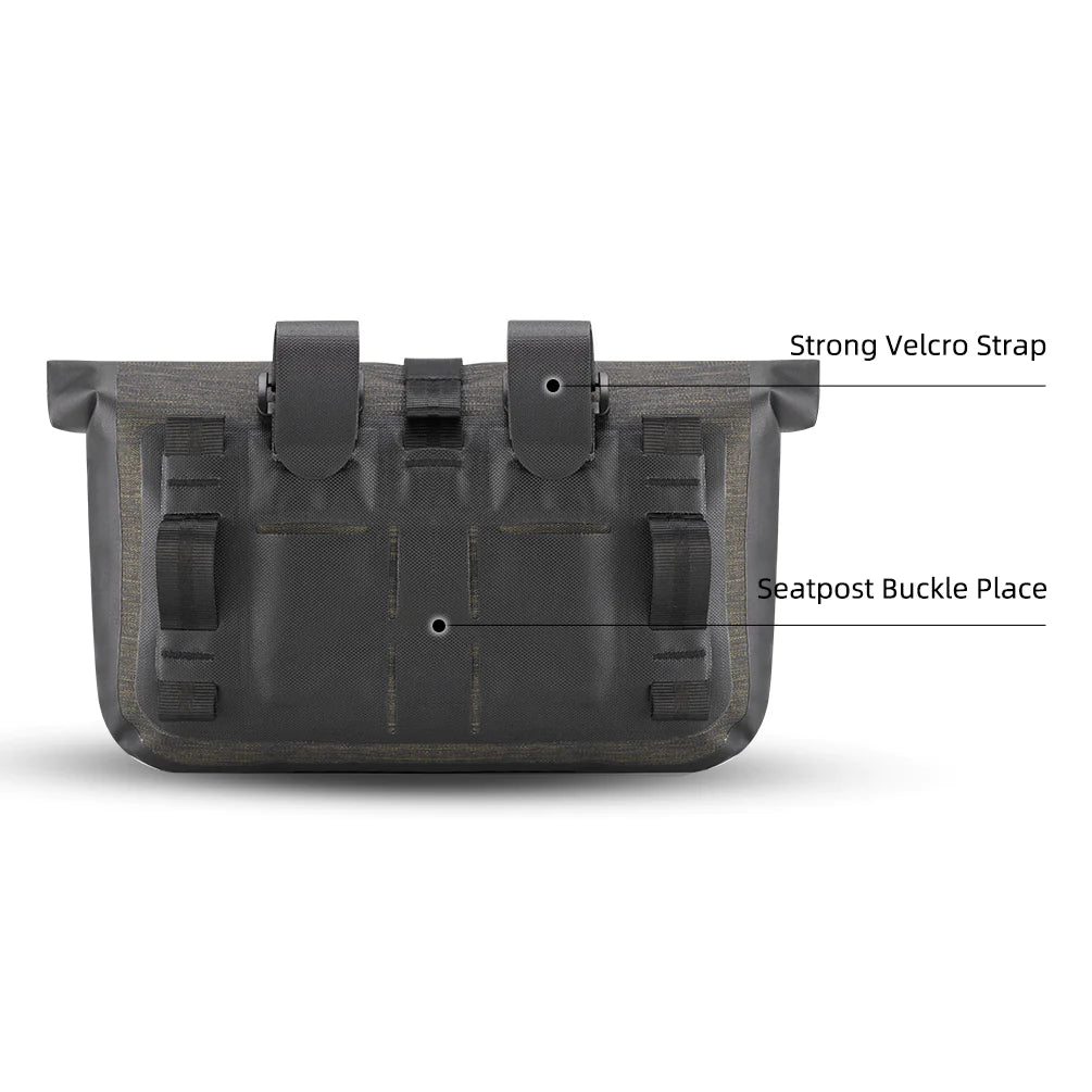 Bike Roll Bag Handlebar Panniers MTB Road Hyybrid Cruiser Commute Bike Scooter Large 5-6L Capacity Waterproof Adjustable Straps Rockbros-Sports &amp; Fitness &gt; Bikes &amp; Accessories-PEROZ Accessories