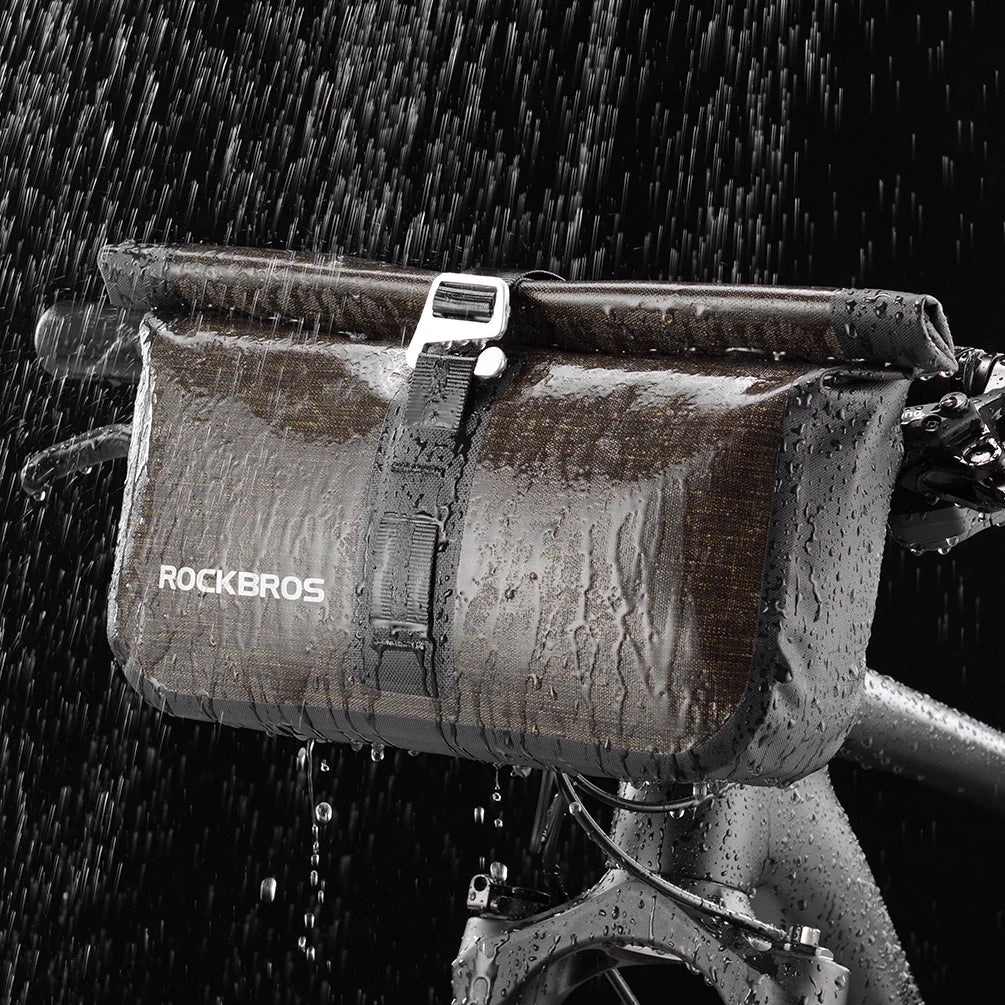 Bike Roll Bag Handlebar Panniers MTB Road Hyybrid Cruiser Commute Bike Scooter Large 5-6L Capacity Waterproof Adjustable Straps Rockbros-Sports &amp; Fitness &gt; Bikes &amp; Accessories-PEROZ Accessories