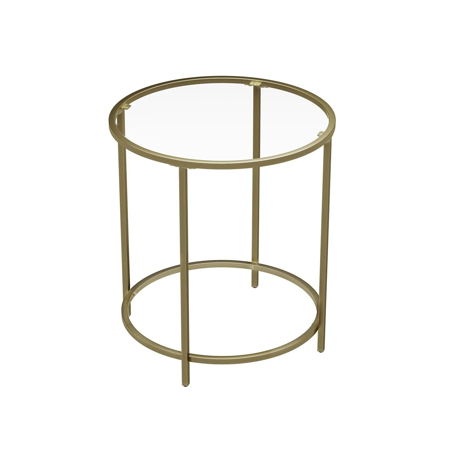 VASAGLE Round Side Table with Tempered Glass Top-Furniture &gt; Living Room-PEROZ Accessories