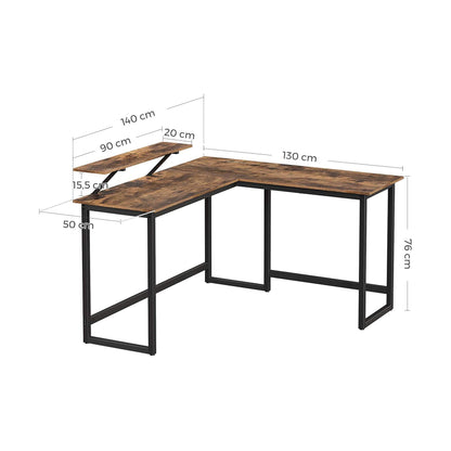 VASAGLE L-Shaped Desk with Screen Stand for Studying, Gaming, Working, Space-Saving-Furniture &gt; Office-PEROZ Accessories