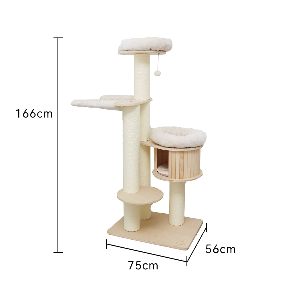 CATIO VINTAGE Solid Wood Cat Climbing Tree Post Scratcher 176cm-Pet Care &gt; Toys-PEROZ Accessories