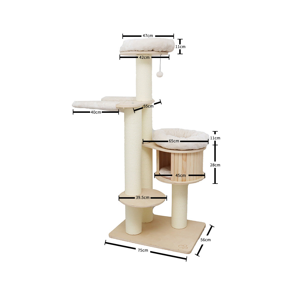 CATIO VINTAGE Solid Wood Cat Climbing Tree Post Scratcher 176cm-Pet Care &gt; Toys-PEROZ Accessories