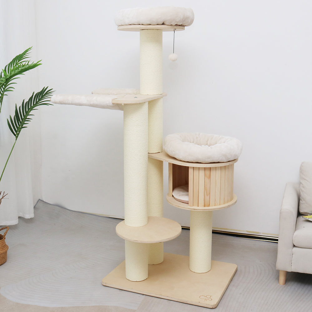 CATIO VINTAGE Solid Wood Cat Climbing Tree Post Scratcher 176cm-Pet Care &gt; Toys-PEROZ Accessories