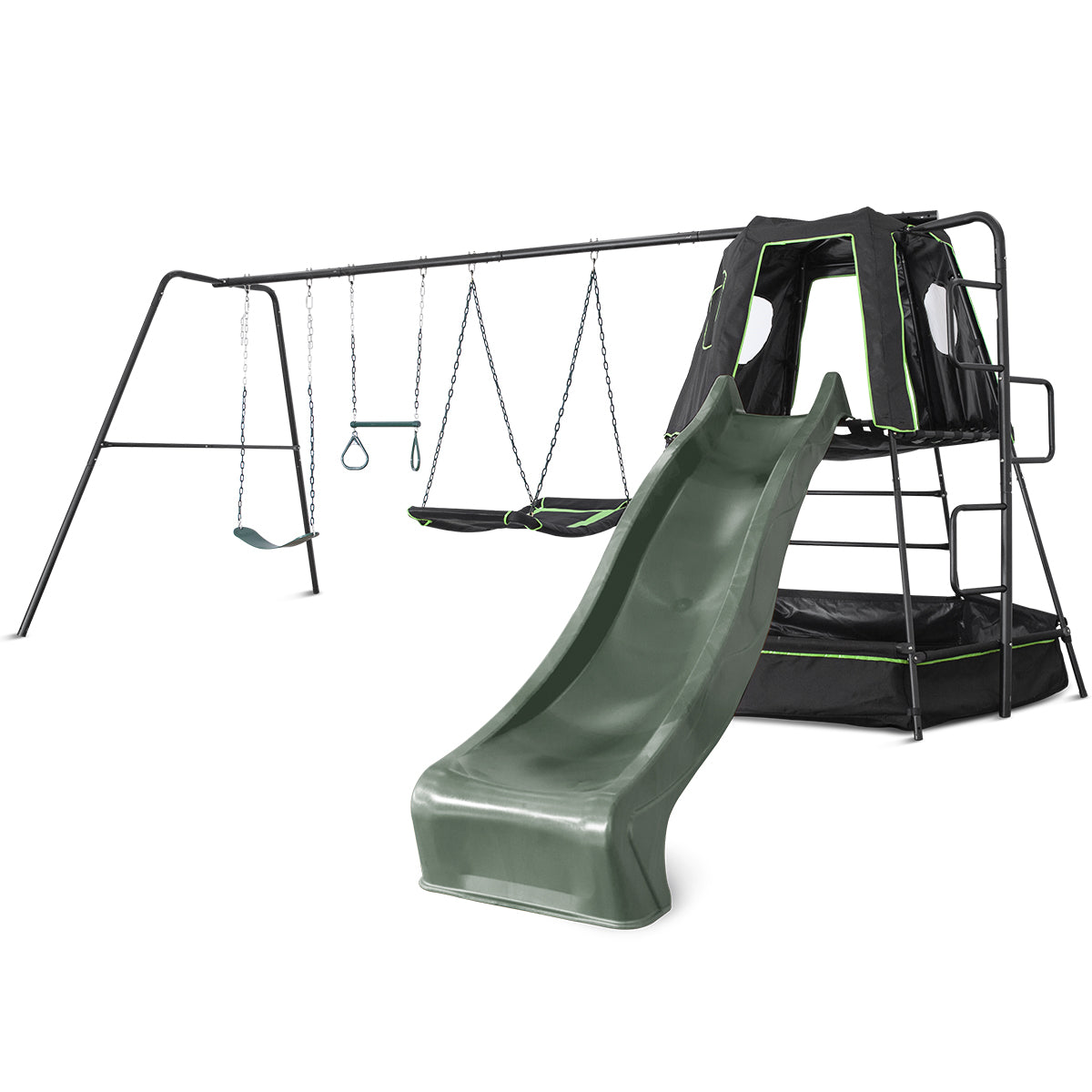 Lifespan Kids Pallas Play Tower with Metal Swing Set in Green Slide-Baby &amp; Kids &gt; Toys-PEROZ Accessories