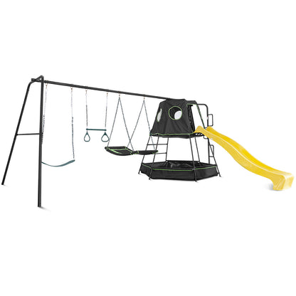 Lifespan Kids Pallas Play Tower with Metal Swing Set in Yellow Slide-Baby &amp; Kids &gt; Toys-PEROZ Accessories