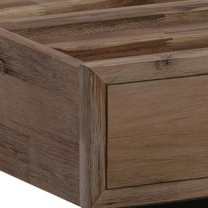 4 Pieces Bedroom Suite made in Solid Wood Acacia Veneered King Size Oak Colour 1X Bed, 2X Bedside Table &amp; 1X Tallboy-Furniture &gt; Bedroom-PEROZ Accessories