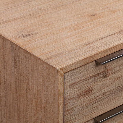 4 Pieces Bedroom Suite made in Solid Wood Acacia Veneered King Size Oak Colour 1X Bed, 2X Bedside Table &amp; 1X Tallboy-Furniture &gt; Bedroom-PEROZ Accessories