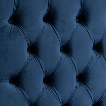 Queen Size Bedframe Velvet Upholstery Deep Blue Colour Tufted Headboard Deep Quilting-Furniture &gt; Bedroom-PEROZ Accessories