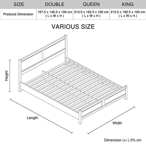 King Size Bed Frame Natural Wood like MDF in Oak Colour-Furniture &gt; Bedroom-PEROZ Accessories