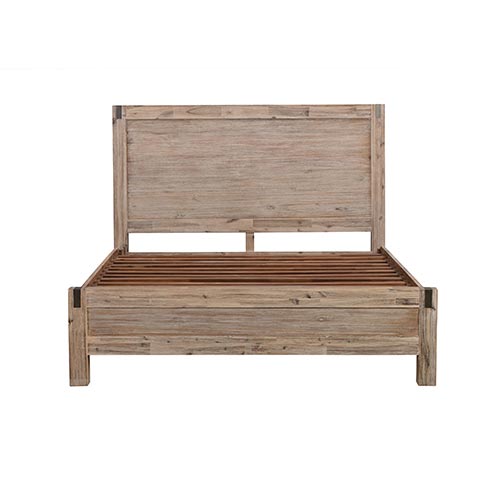 Queen size Bed Frame in Solid Acacia Veneered Medium High Headboard in Oak-Furniture &gt; Bedroom-PEROZ Accessories