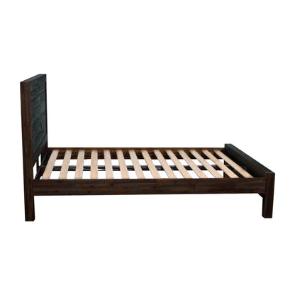 Bed Frame Double Size in Solid Wood Veneered Acacia Bedroom Timber Slat in Chocolate-Bed Frames-PEROZ Accessories