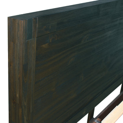 Bed Frame Double Size in Solid Wood Veneered Acacia Bedroom Timber Slat in Chocolate-Bed Frames-PEROZ Accessories