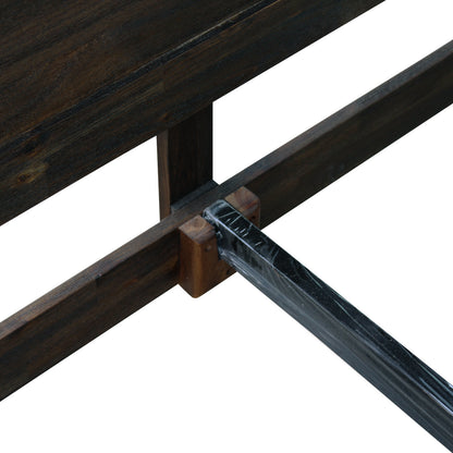 Bed Frame Double Size in Solid Wood Veneered Acacia Bedroom Timber Slat in Chocolate-Bed Frames-PEROZ Accessories