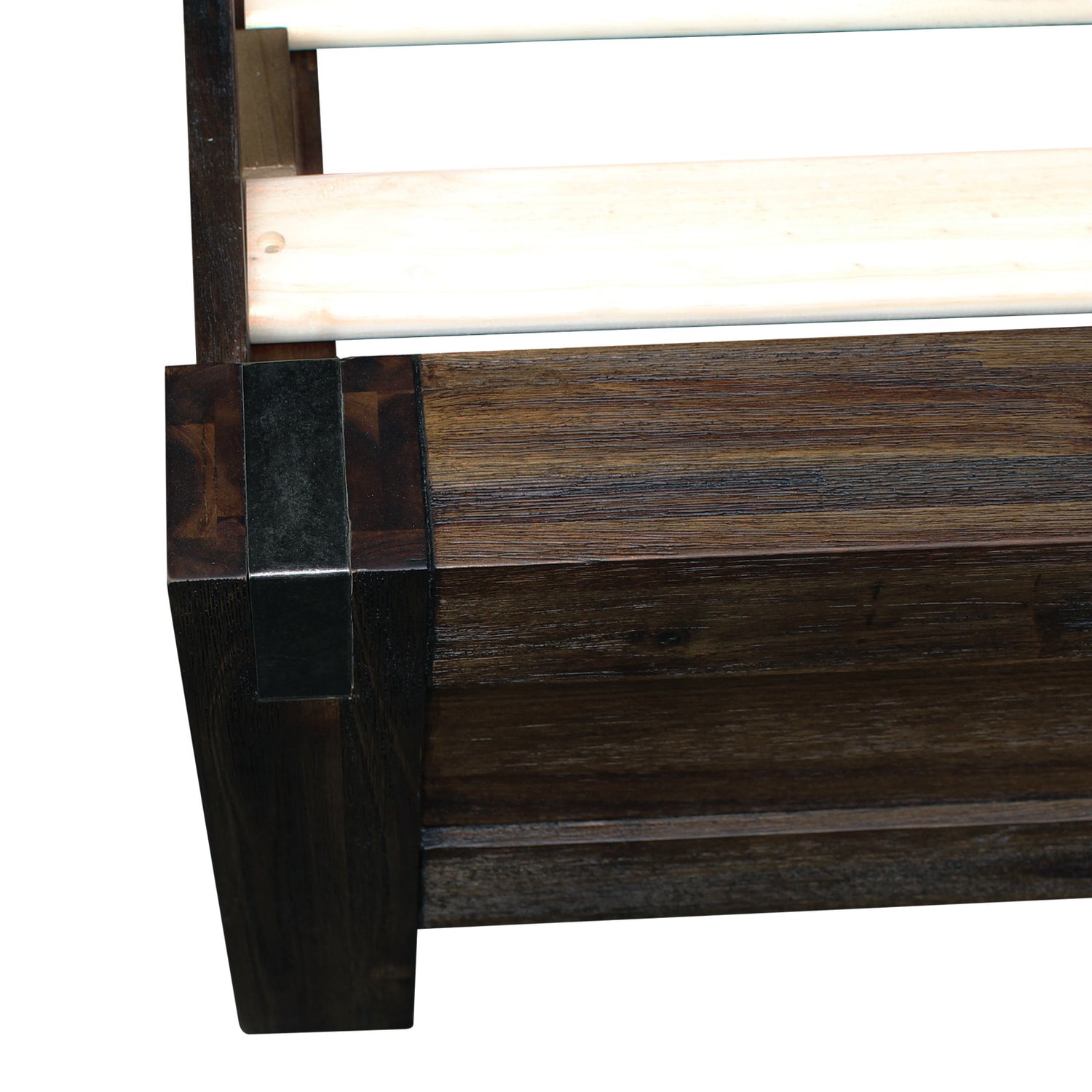 Bed Frame Double Size in Solid Wood Veneered Acacia Bedroom Timber Slat in Chocolate-Bed Frames-PEROZ Accessories
