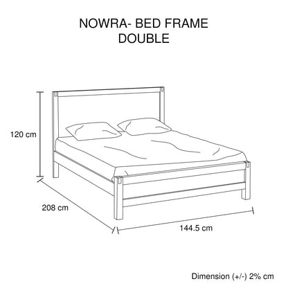 Bed Frame Double Size in Solid Wood Veneered Acacia Bedroom Timber Slat in Chocolate-Bed Frames-PEROZ Accessories
