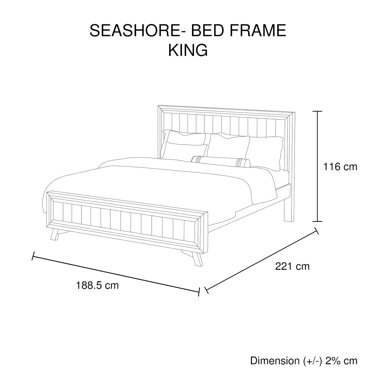 King Size Silver Brush Bed Frame in Acacia Wood Construction-Furniture &gt; Bedroom-PEROZ Accessories