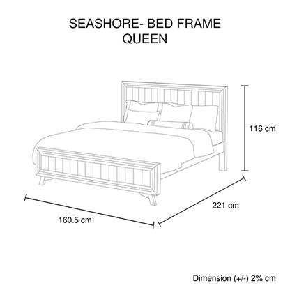 Queen Size Silver Brush Bed Frame in Acacia Wood Construction-Furniture &gt; Bedroom-PEROZ Accessories