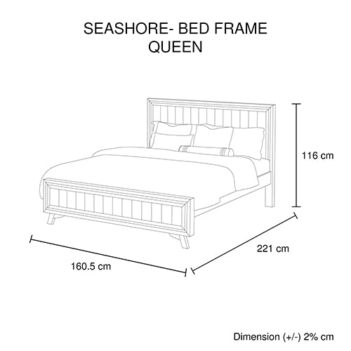 Queen Size Silver Brush Bed Frame in Acacia Wood Construction-Furniture &gt; Bedroom-PEROZ Accessories
