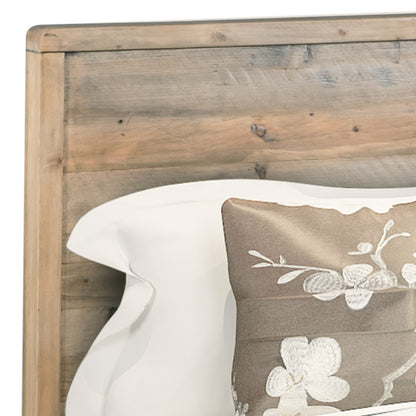 King Size Wooden Bed Frame in Solid Wood Antique Design Light Brown-Furniture &gt; Bedroom-PEROZ Accessories