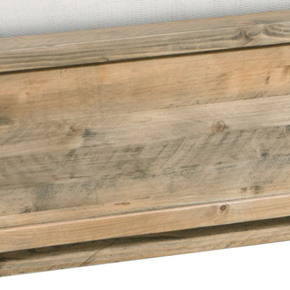 King Size Wooden Bed Frame in Solid Wood Antique Design Light Brown-Furniture &gt; Bedroom-PEROZ Accessories