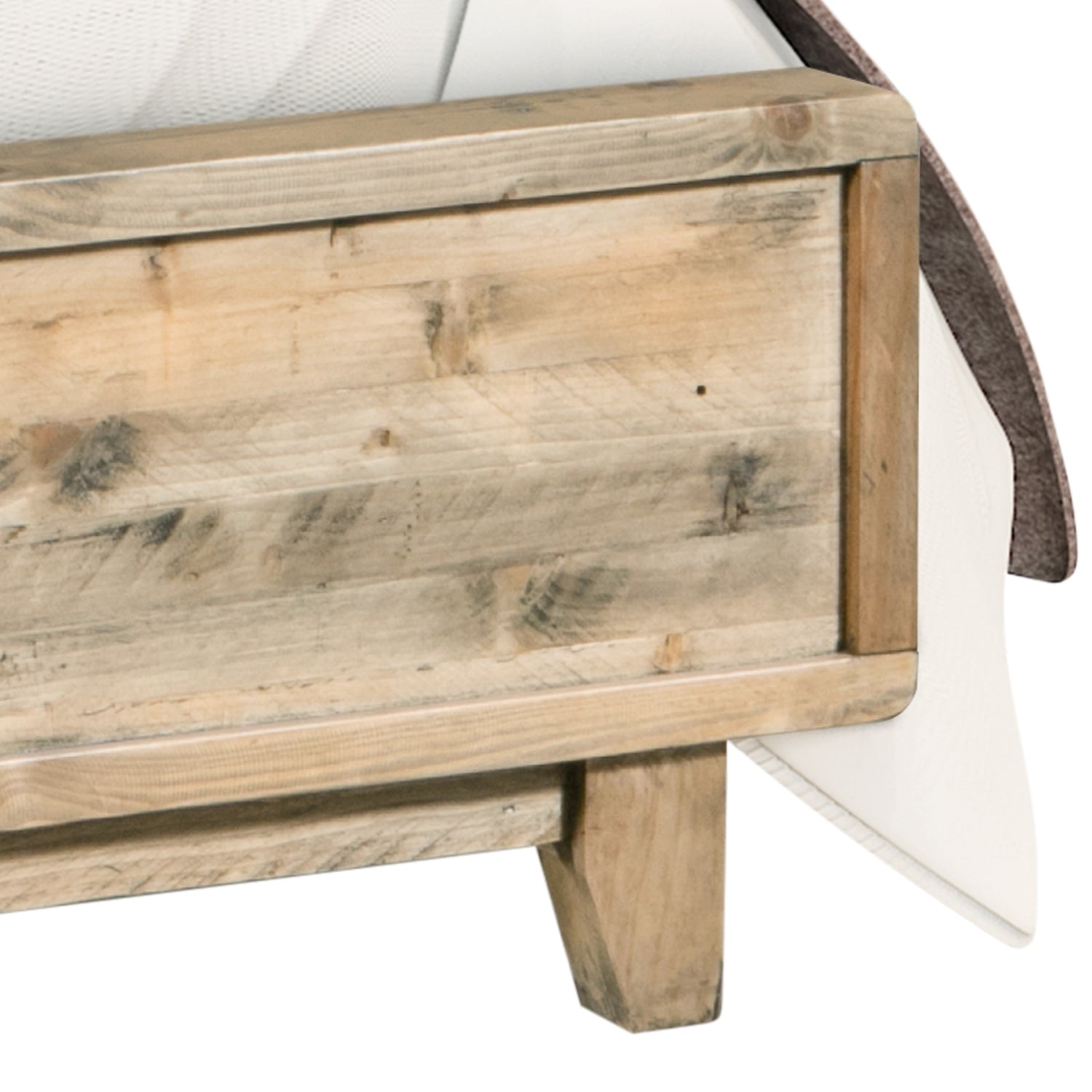 King Size Wooden Bed Frame in Solid Wood Antique Design Light Brown-Furniture &gt; Bedroom-PEROZ Accessories