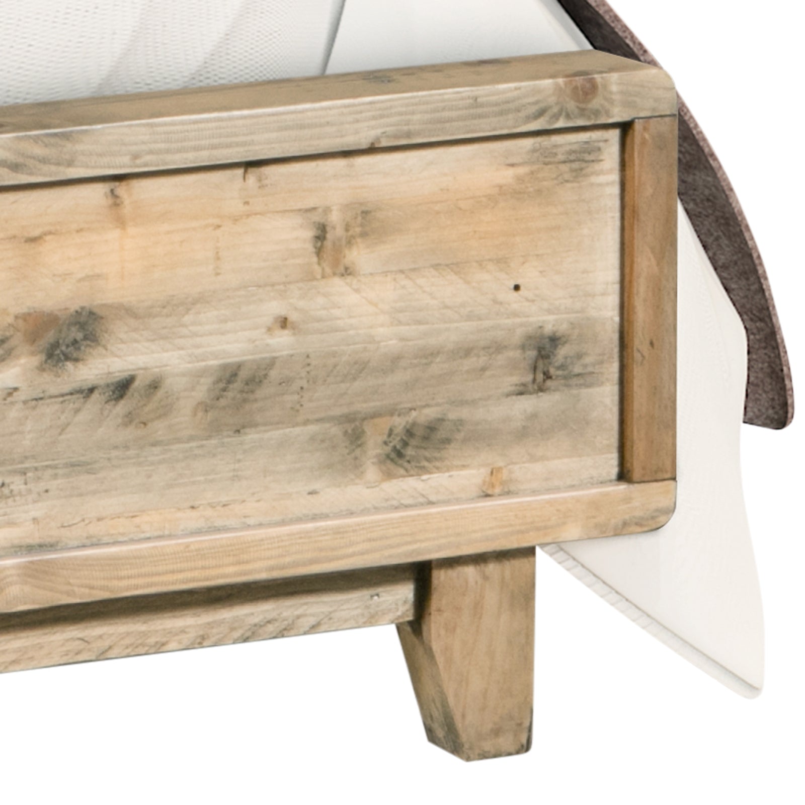 King Size Wooden Bed Frame in Solid Wood Antique Design Light Brown-Furniture &gt; Bedroom-PEROZ Accessories